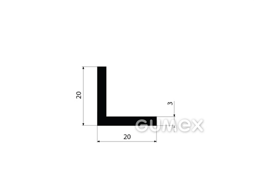 "L" Gummiprofil, 20x20/3mm, Länge 2500mm, 60°ShA, NBR, -40°C/+70°C, schwarz, 